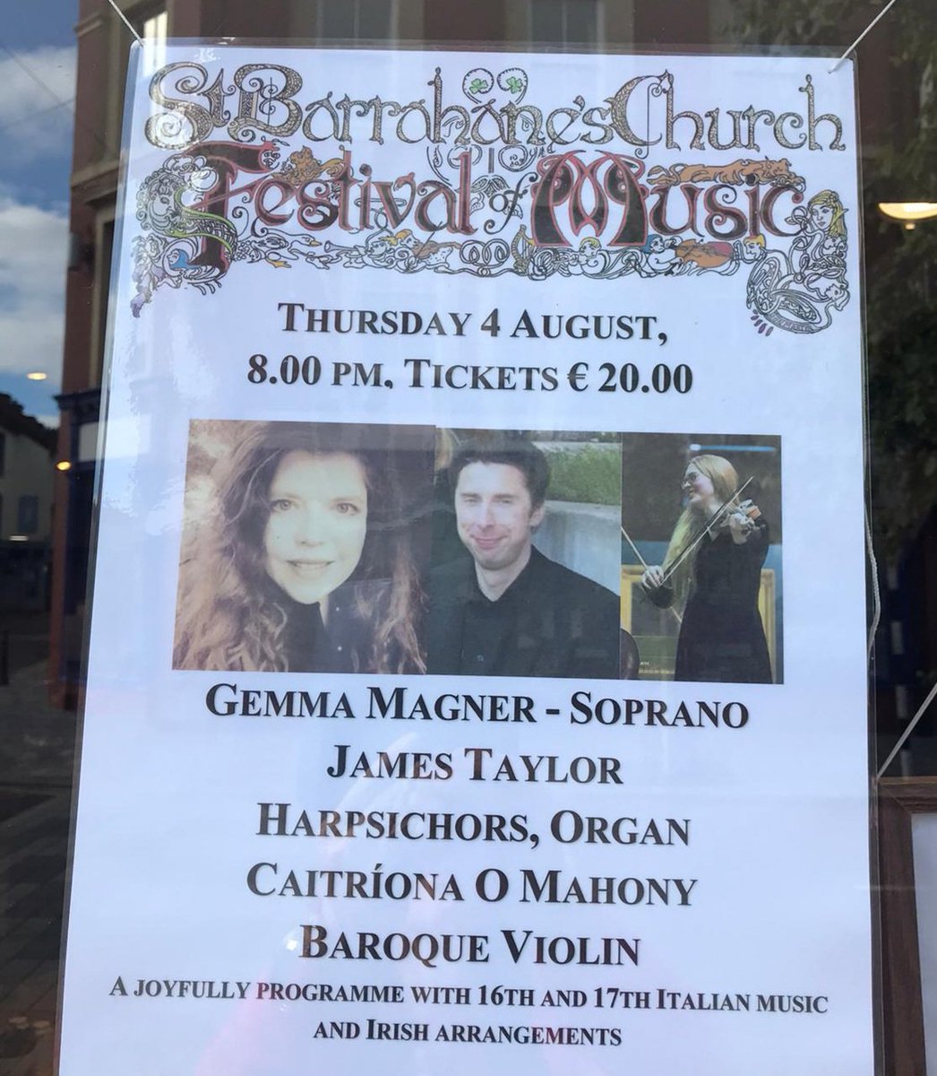 Delighted to perform with Caitríona Ní Mhathúna and James Taylor as part of the wonderful lineup for the Festival of Music at St. Barrahane's!
@mtu_csm @EastCorkEarly @evelynlyric @elmarie96  @RTElyricfm  #irishmusic #westcork #solosoprano #BaroqueViolin