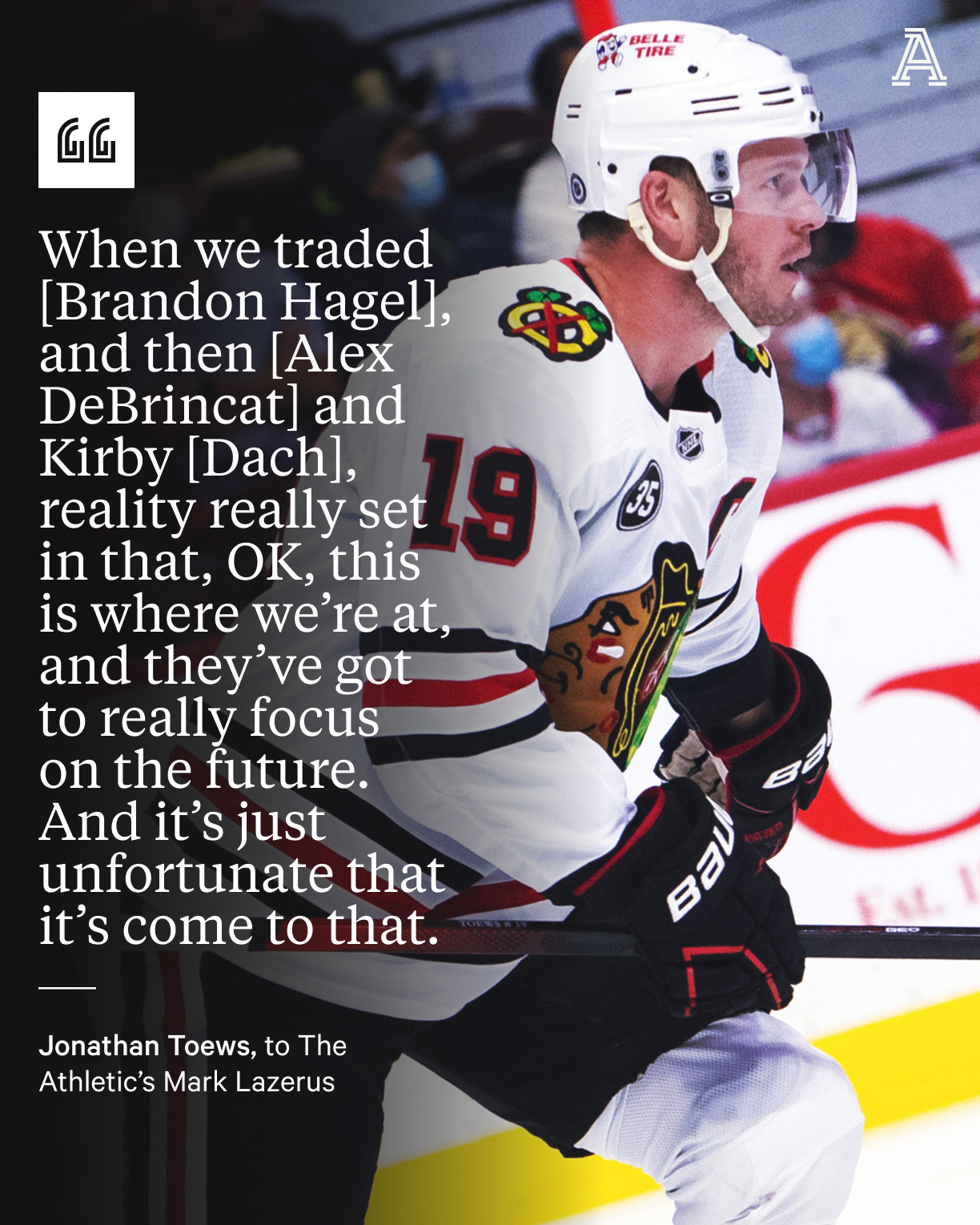 Blackhawks letting captaincy 'breathe' after Jonathan Toews, plus others  news from GM Kyle Davidson - The Athletic