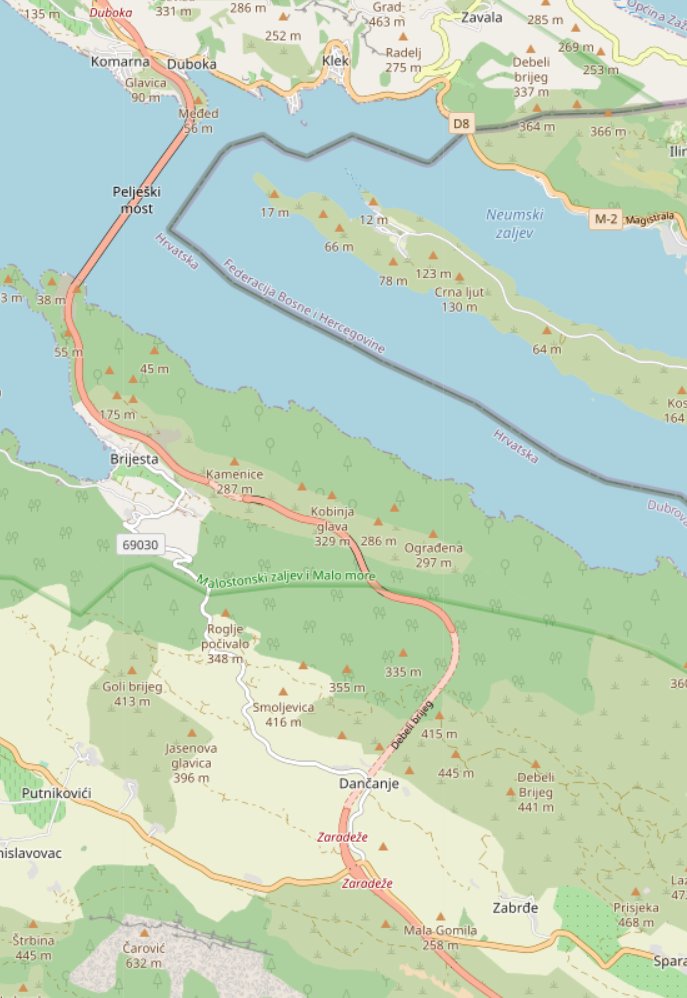 breki74's tweet image. Nova trasa Pelješkog mosta je službeno otvorena i na OpenStreetMap (odn. većina trase)