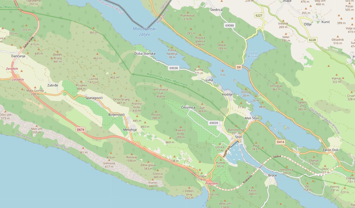 breki74's tweet image. Nova trasa Pelješkog mosta je službeno otvorena i na OpenStreetMap (odn. većina trase)