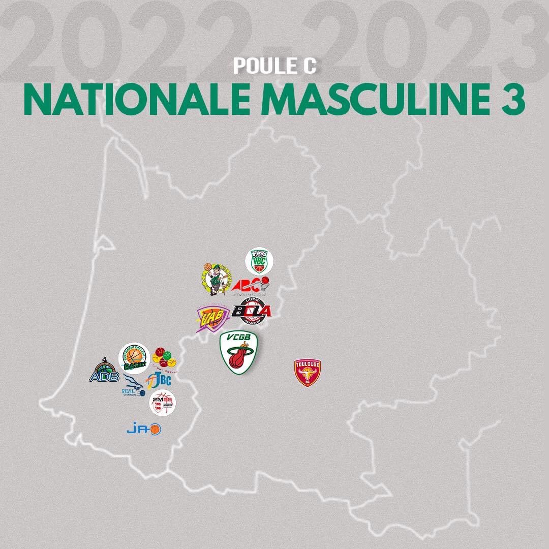 𝗡𝗔𝗧𝗜𝗢𝗡𝗔𝗟𝗘 𝗠𝗔𝗦𝗖𝗨𝗟𝗜𝗡𝗘 𝟯

Nouvelle saison donc nouvelle poule, dans laquelle nous serons les seuls gersois 

Le calendrier est accessible avec le lien ci-dessous ⬇️
resultats.ffbb.com/championnat/b5…

La poule C de Nationale Masculine 3 est composée comme suit
#TousVerts 💚