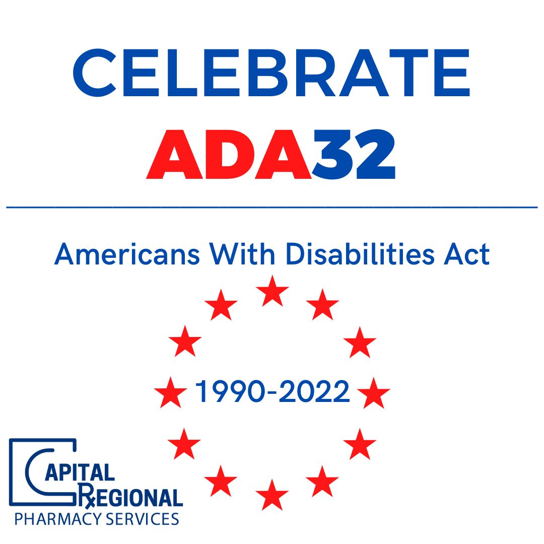 CapitalPharmacy's tweet photo. Happy 32nd Anniversary to the Americans with Disabilities Act (#ADA)! https://t.co/Mg5ACl7I1y