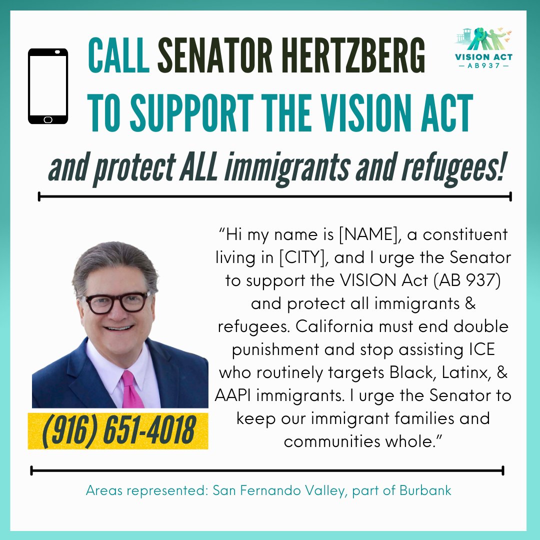 Incarceration is devastating not just for the individual, but their whole family and our community. ICE transfers separate immigrants from loved ones and hurt our communities.  <a href="/SenBobHertzberg/">Senator Bob Hertzberg</a> will you support the #VISIONAct to #StopICEtransfers?