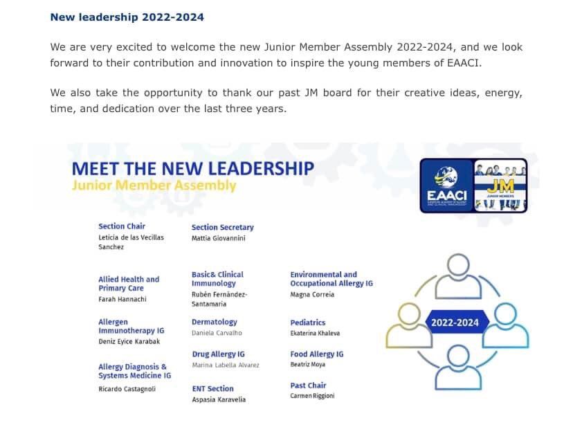 New @EAACI_JM board 2022-2024. What a fantastic team! I look forward to contribute @EAACI_HQ @delasVecillasLe @FarahHnc @mcorreia_alergo @Castagnoli_R @sasakaravel @CRiggioni