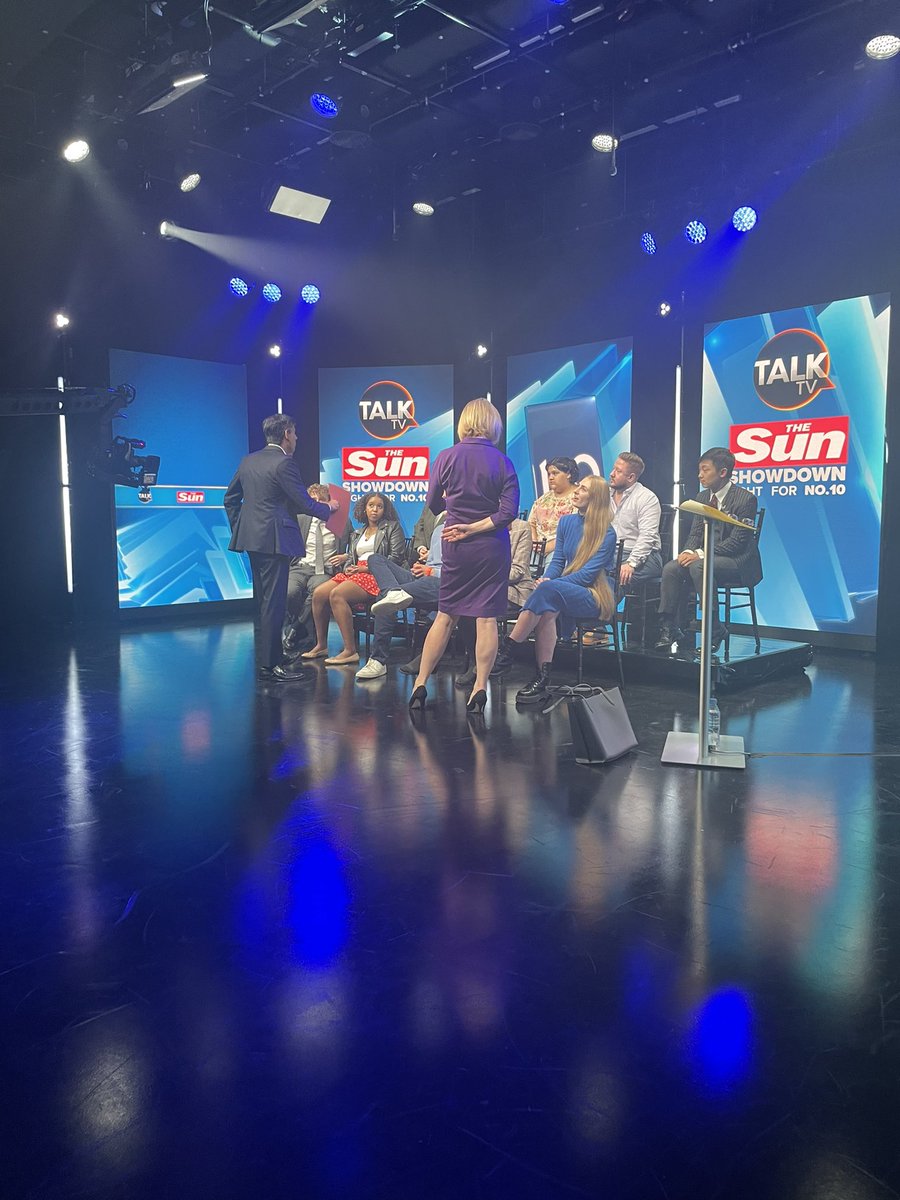 Sunak and Truss now chatting with the audience at the Talk TV debate