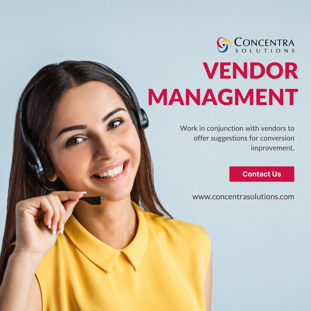 ConcentraSltns's tweet photo. Have you heard about our vendor management service? Let us help improve relationships so your company can grow exponentially!

Contact us today! https://t.co/OI1nNdlPqi

#outsourcing #callcenter #contactcenter https://t.co/ZqOLfL3wQy