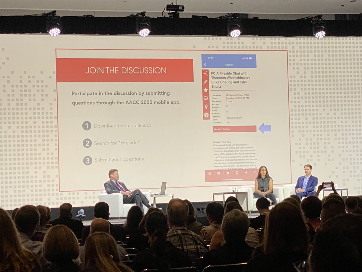 Excited for “movie #3”as <a href="/srmaster/">Stephen Master</a> kicks off the fireside chat with Theranos whistleblowers #2022AACC