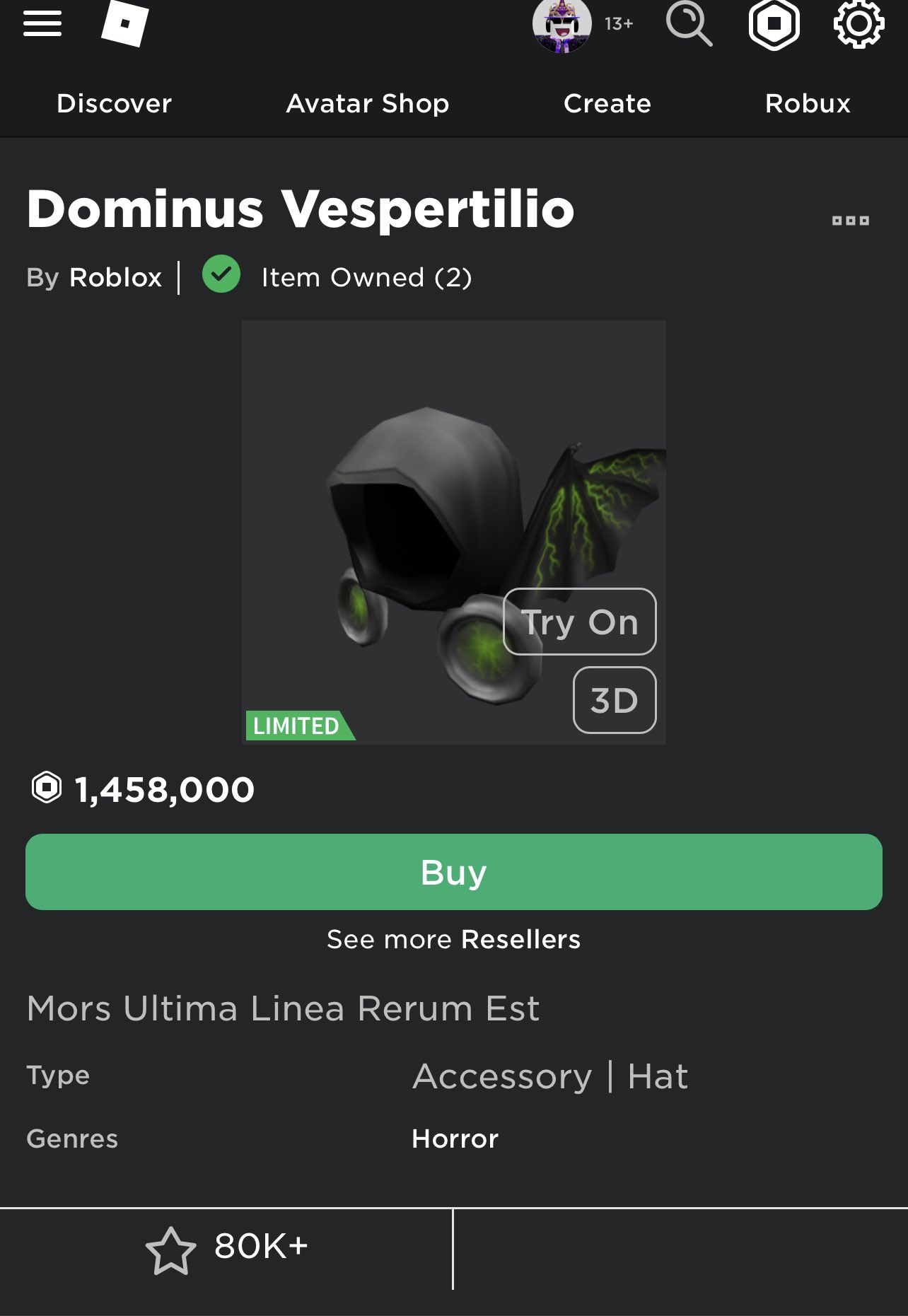 roblox dominus vespertilio