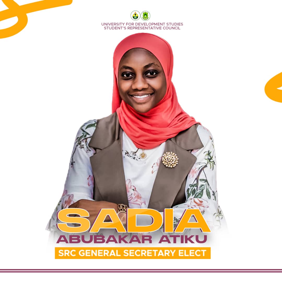 dabuojacob's tweet photo. Congratulations to Sadia Abubakar Atiku, @udstlcsrc General Secretary Elect.
@RadioTamale917
@StonelessA
#UDSPresedentialRunOffElections
#UDSElections https://t.co/s08PHRJhsZ