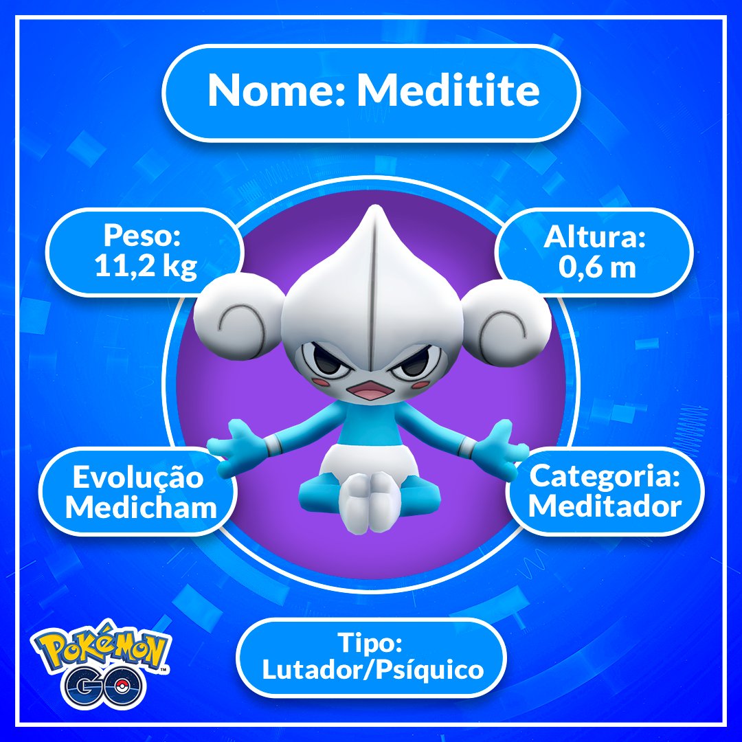 Pokémon GO BR on X: 🧘 Inspire pelo nariz, solte pela boca - A Hora do  Pokémon em Destaque do Meditite começa às 18:00 pm horário local! Você pode  respirar mais tranquilo