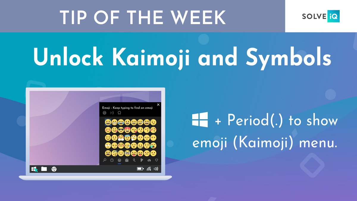 😉 Here's a shortcut to pop up your PC's kaimoji keyboard. 

Hit the Windows button + Period(.) and an expanded menu of emoji ("Kaimoji") characters will appear along with a variety of other symbols. 

Make sure to share this tip with an emoji-loving friend.