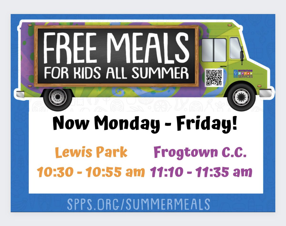 SPPS Nutrition (@sppsnutrition) on Twitter photo SCHEDULE CHANGE! Starting Wednesday 7/27, we will be making daily stops, Mon-Fri at Lewis Park and Frogtown Community Center. Note the time changes. See you there!
SPPS.org/summermeals <a href="/SPPS_News/">Saint Paul Public Schools</a> <a href="/SaintPaulParks/">Saint Paul Parks and Recreation</a> <a href="/cityofsaintpaul/">City of Saint Paul</a> #summermeals SCHEDULE CHANGE! Starting Wednesday 7/27, we will be making daily stops, Mon-Fri at Lewis Park and Frogtown Community Center. Note the time changes. See you there!
SPPS.org/summermeals <a href="/SPPS_News/">Saint Paul Public Schools</a> <a href="/SaintPaulParks/">Saint Paul Parks and Recreation</a> <a href="/cityofsaintpaul/">City of Saint Paul</a> #summermeals