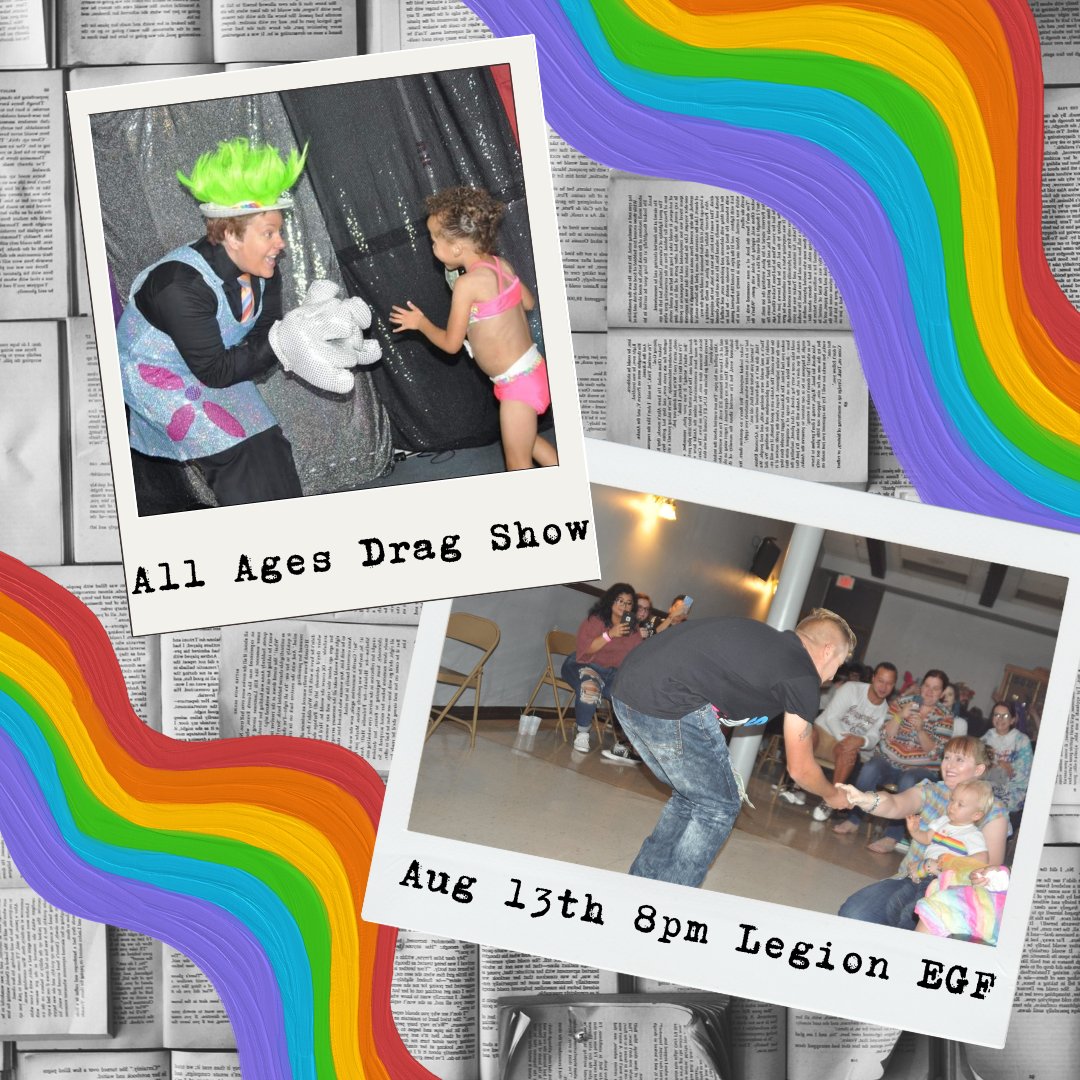 GrandForksPride's tweet image. Our first event to kick off Pride is the All Ages Drag Show August 13th presented by BJ Armani's Cabaret. Doors open at the East Grand Forks Legion at 7pm with a show time of 8pm. #gfpride #grandforksiscooler