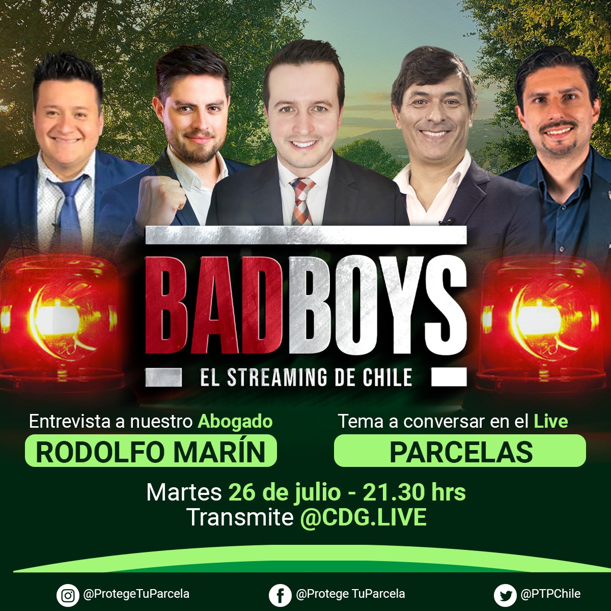 ptpchile's tweet photo. 🚨📢Hoy nuestro abogado Rodolfo Marín está invitado al programa BADBOYS , para conversar todo sobre parcelas y la actual Resolución que golpea duramente a la clase media y el sueño de la casa propia fuera de la ciudad.
🕰21:30 hrs.
Por Facebook y YouTube de #CDGLive https://t.co/I3iXJQoheu