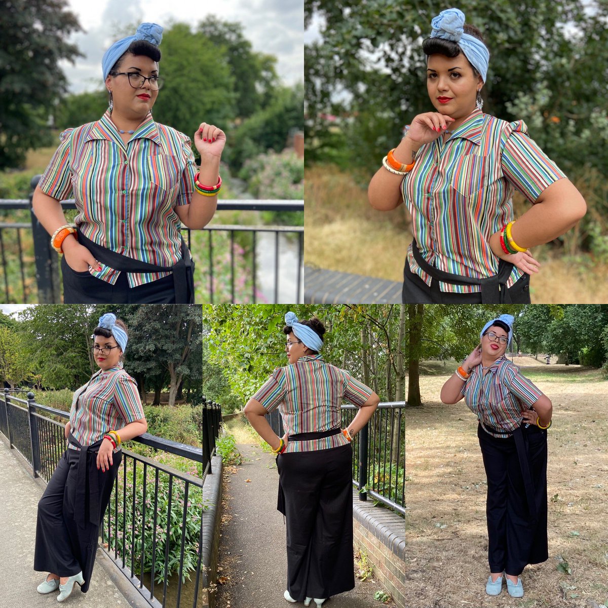 DeeliciousBeach's tweet photo. #HeydayVintageStyle #New #BlackBeachPyjamas and a #ComingSoon #StripeyMarthaBlouse are a fabulous way to celebrate covid buggering off and being allowed out to play again, #Bangles from #Splendette and #Turban from #SarahsDooWopDos keeping me bright and cool https://t.co/VPzKAQQ7CS