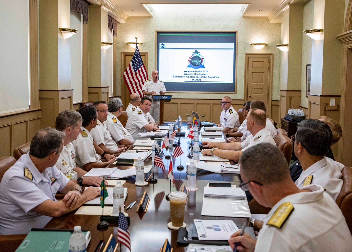 Vice Adm. William Houston, commander, Submarine Forces, kicked off the first Submarine Conference of the Americas (SCOTA) today onboard Naval Station Norfolk. SCOTA is a multinational conference with attendees from Argentina, Brazil, Canada, Chile, Colombia, Peru and the U.S.