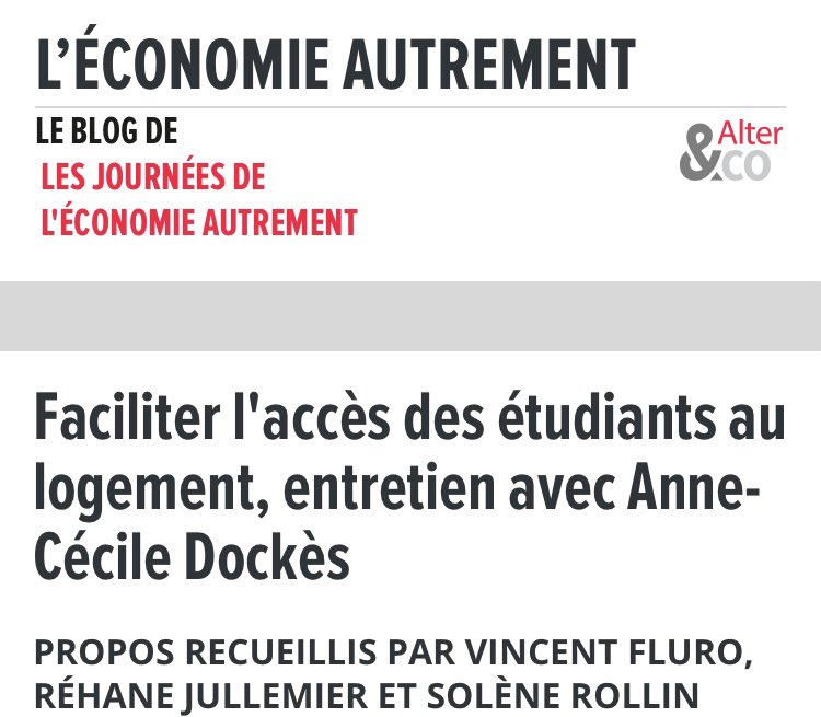 Les étudiants du Master #ESS de <a href="/ScPoBx/">Sciences Po Bordeaux</a> ont mené un entretien sur le logement étudiant lors des journées de l’économie autrement. 

Résultat ici 👉 blogs.alternatives-economiques.fr/jea/2022/07/26…

Merci à @ACDockes pour ses réponses. 

Et bravo aux étudiants !