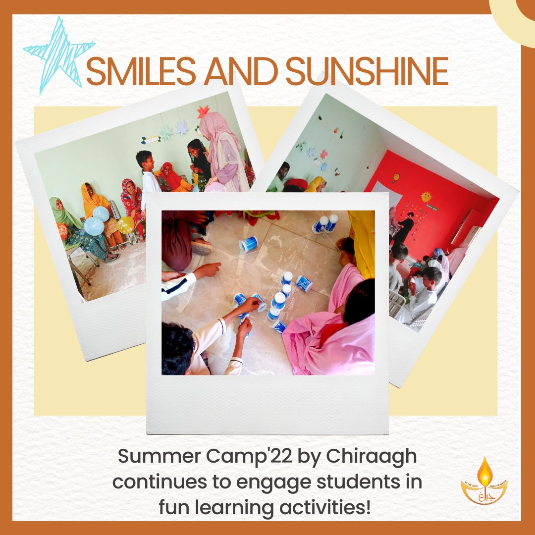 ChiraaghPak's tweet photo. Our #SummerCamp students continue to learn great values by engaging in interesting group activities!

See ⬇️ how they have learnt and practiced #teamwork, #empathy and #grir this week.
 
#Chiraagh #SmilesAndSunshine #BeTheLight #BringTheChange #Girah #Multan #CVTS https://t.co/j6khlP8QhM