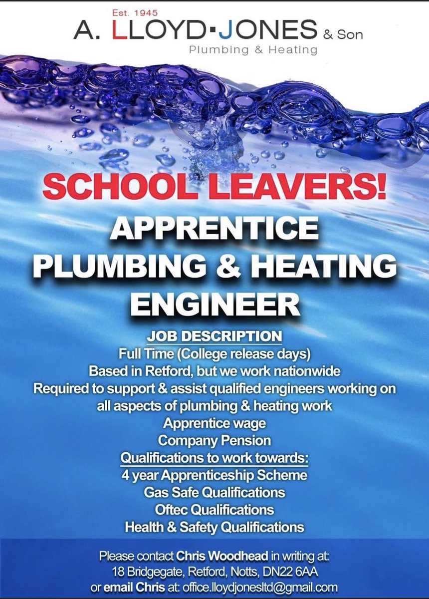#retford #apprenticeships #plumbing #heating