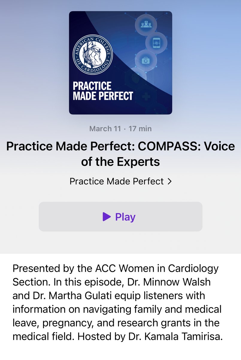 The #ACCWIC #PracticeMadePerfect podcast episodes are still available on acc.org @ApplePodcasts or @spotifypodcasts Read an episode recap of 'COMPASS: Voice of the Experts' by @sanskriti225 acc.org/Membership/Sec… #ACCFIT #WomenInMedicine @WomenAs1