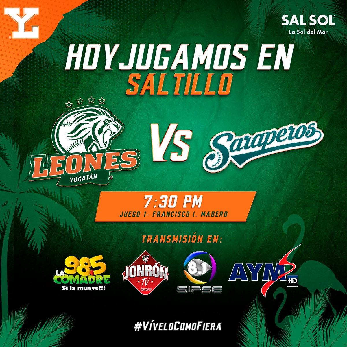 leonesdeyucatan's tweet photo. ¡A RUGIR EN EL NORTE!⚾👑
Por #SalSol
¡Vamos por nuestro cuarto triunfo consecutivo!🔥✌🏽
🕣7:30 pm
🏟Francisco I Madero
📺 AYM Sports | Sipse Canal 8.1
📱Jonron TV
📻 La Comadre 98.5
🐦 Twitter @leonesdeyucatan
#VíveloComoFiera https://t.co/LYB6z0cau8