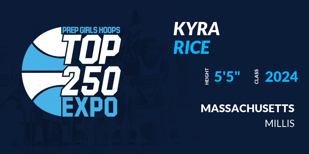 Welcome Class of 2024 Kyra Rice (<a href="/kyrarice1214/">Kyra Rice</a>) of Millis HS to the <a href="/PGHNewEngland/">Prep Girls Hoops New England</a> Top 250 Expo @ Mass Premier Courts. 

🔥🏀 #PGHTop250Expo 🏀🔥

Register NOW! 👇  
events.prepgirlshoops.com/e/533/register…