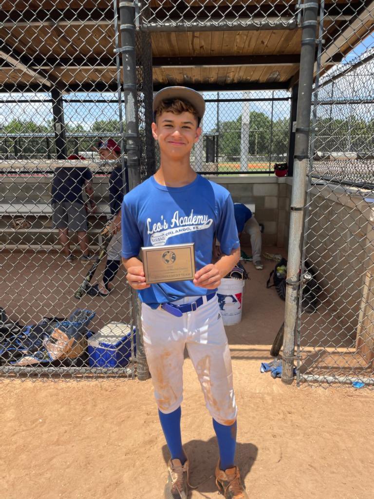 The following three players have received All-Tournament Team Honors for the 2022 18U International World Series🏆 

Post 8- Robert Miller (2025)

Cave Bats- Joey Decider
Twitter: _joeydesiderio

Leo’s Academy- Ronald Machado
ronald.machado.7334
(insta)