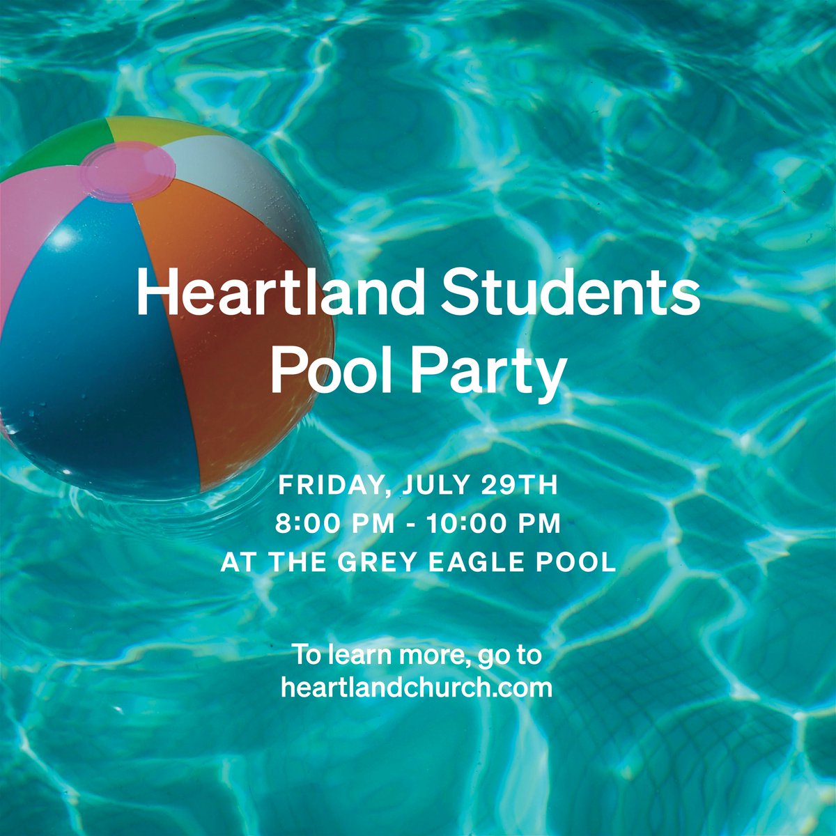 7th-12th graders, join Heartland Students for some fun in the sun at the Gray Eagle Pool this Friday, July 29th! There will be games, competitions, snacks, and more! All you need is a signed waiver and $5! ☀️ heartlandchurch.com/poolparty