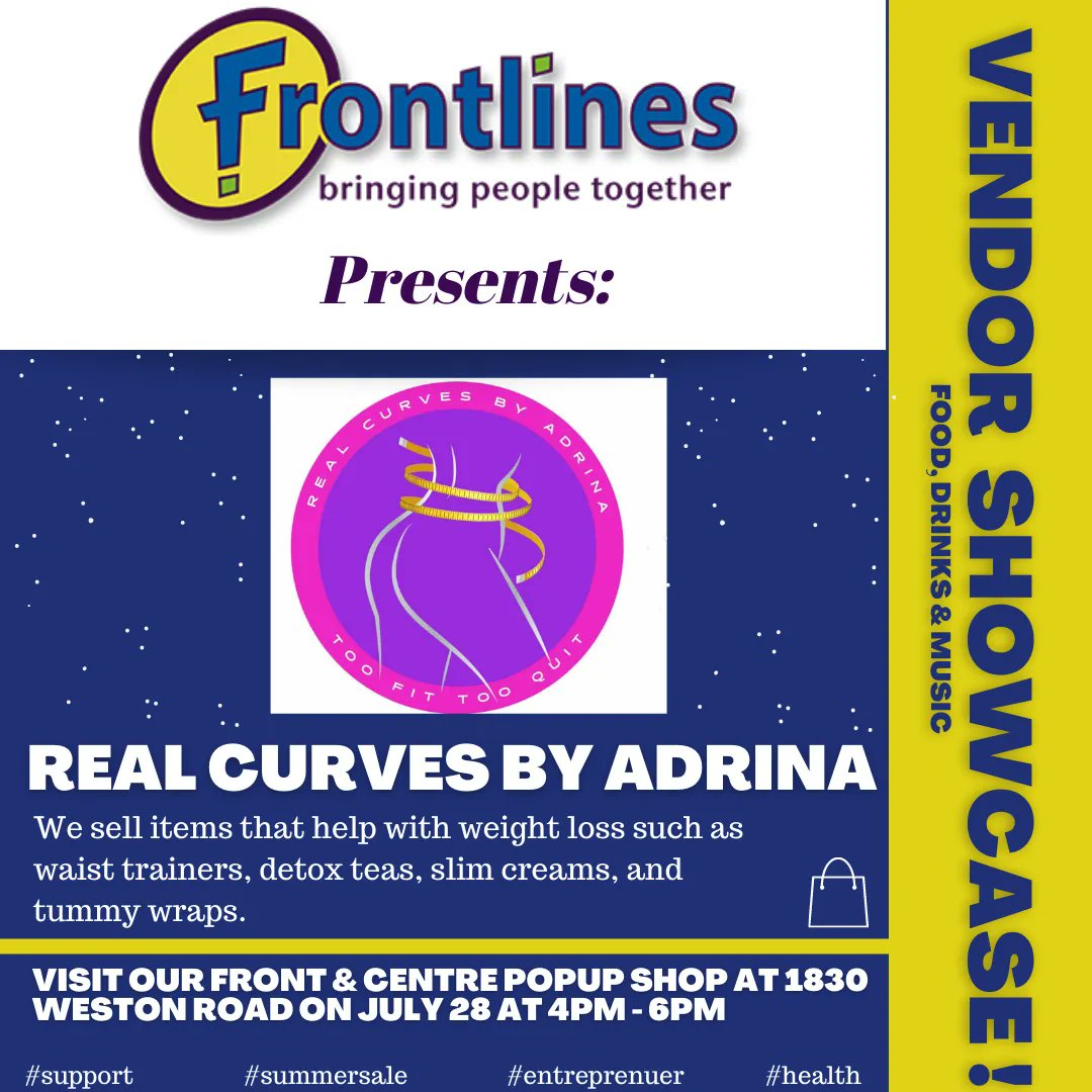 frontlinesto's tweet photo. SUMMER SALE🗣️ We are excited to inform everyone that @realcurvesbyadrina will be showcasing their product/service at 1830 Weston Road between the hours of 4pm-6pm on July 28, 2022. Come out and support our young entrepreneur😊 🛍️ 🎊 📸 #torontoevent #torontoretail #popupstore https://t.co/GmJyFea44T