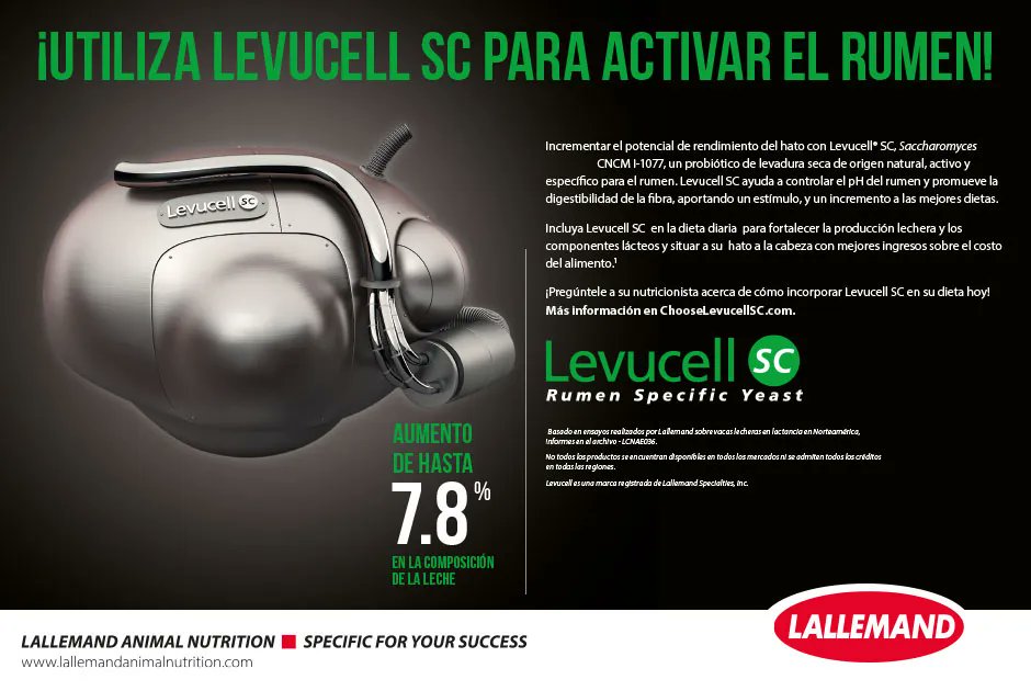 hoardsenespanol's tweet photo. LEVUCELL SC de LALLEMAND Levucell® SC, es el único probiótico de levadura seca de origen natural, activa y específica para el rumen, que ha sido seleccionado para ayudar a optimizar la función ruminal de los bovinos.

#lallemand #levucell #revistalechera #hoardsenespanol https://t.co/xlJ4Ifi2Jg