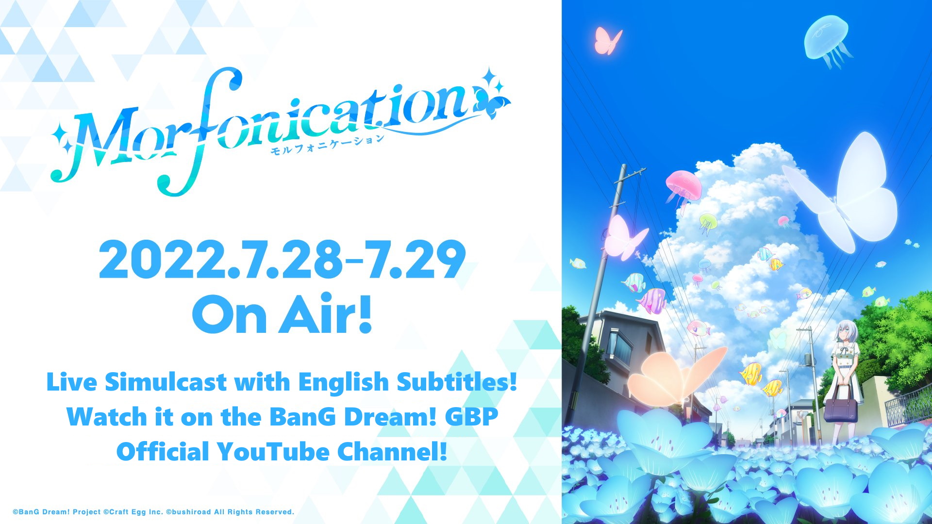 BanG Dream! GBP on X: The brand new animation featuring Morfonica, BanG  Dream! Morfonication will be simulcast on our official  channel!  #1: 7/28, 11PM JST (7AM PT) #2: 7/29, 11PM JST (