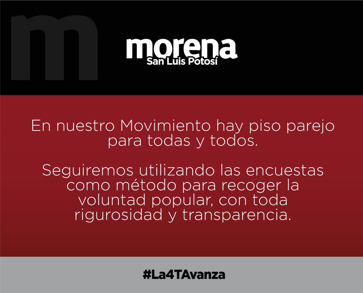 Slp1Morena's tweet photo. Un movimiento del pueblo y para el pueblo.

#EnMorenaElPuebloManda https://t.co/6FxzeR29Jy