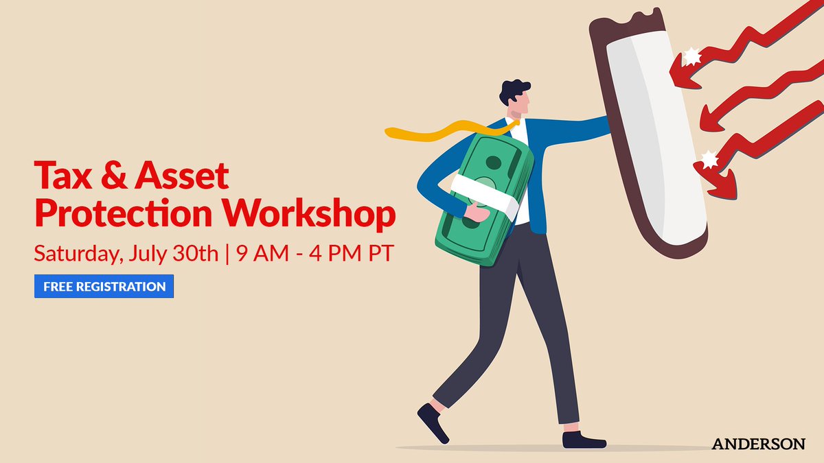 TaxWiseToby's tweet photo. Real estate can be a very attractive investment, but it can also disappear in just one lawsuit.
Join us for our FREE Tax & Asset Protection workshop, Saturday, July 30th, 9 AM - 4 PM PT / 12 PM - 7 PM EST.
Save your seat here: https://t.co/eTwysEacIC
#taxadvice #taxworkshop https://t.co/DLCllKncqG