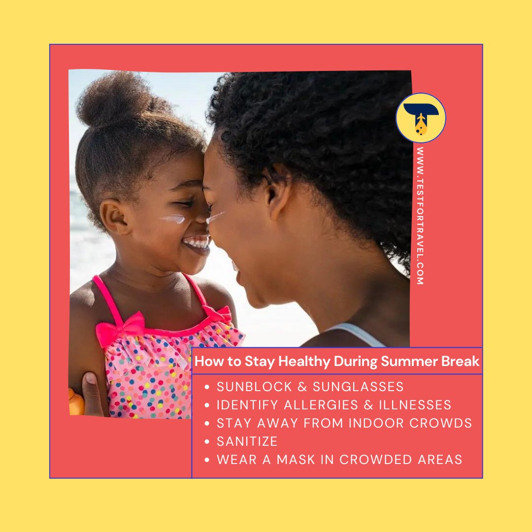 TestforTravel's tweet photo. With summer in full swing, it is important to remember how to have a safe summer! Head to our blog post for tips on sun protection, allergies, and COVID-19. https://t.co/7PyrJZ7QOa
#Travel #TestForTravel #Traveling #Summer #COVID19 #COVID #COVIDTesting #COVIDTest #Sun #Sunscreen https://t.co/qUeeH22FiT