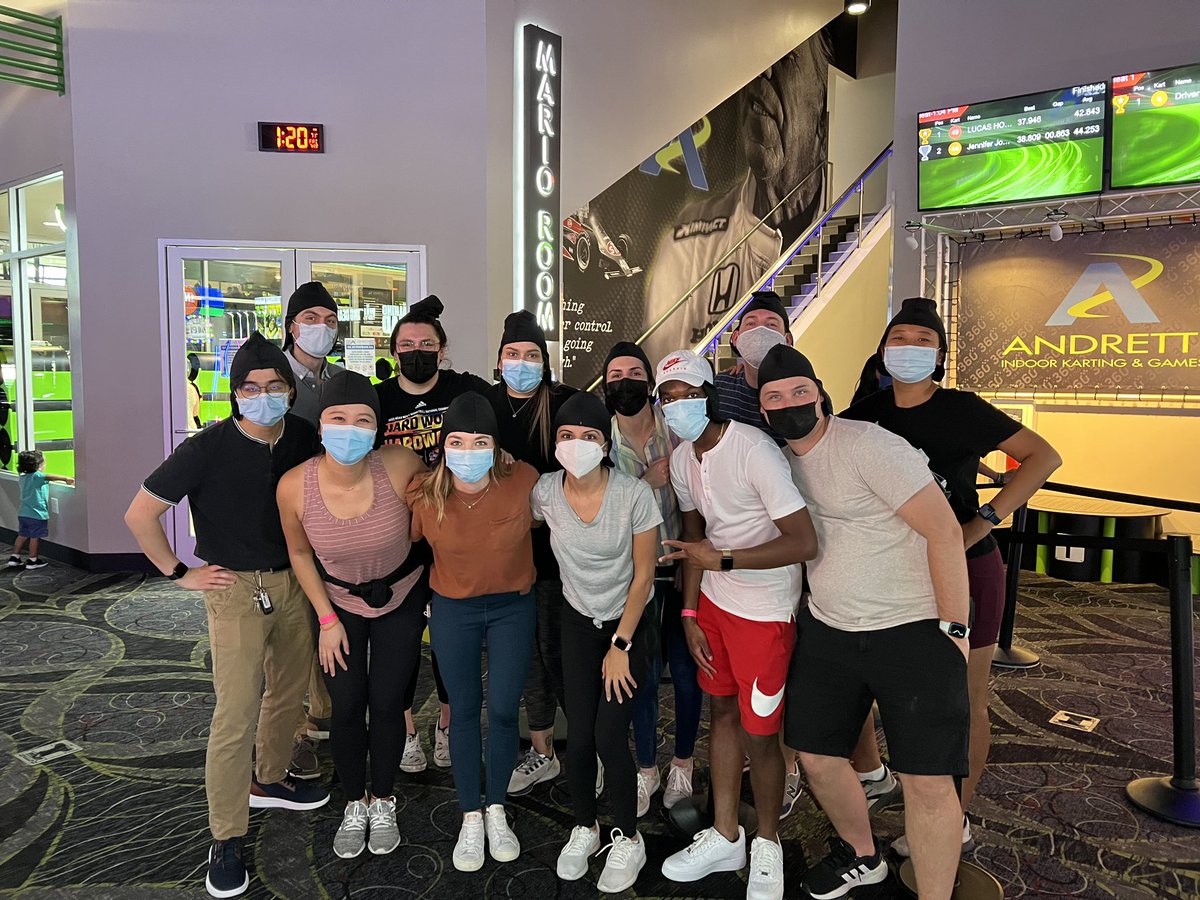hmpharmprograms's tweet photo. Last week’s #PharmRes retreat was a thriller as we connected, learned each other’s strengths, and raced into the start of rotations! 🏎💨🏁 We also crowned @AlyssaChaplain this year’s Chief Pharmacy Resident! 👑 #TwitteRx https://t.co/H1IFni3AVc