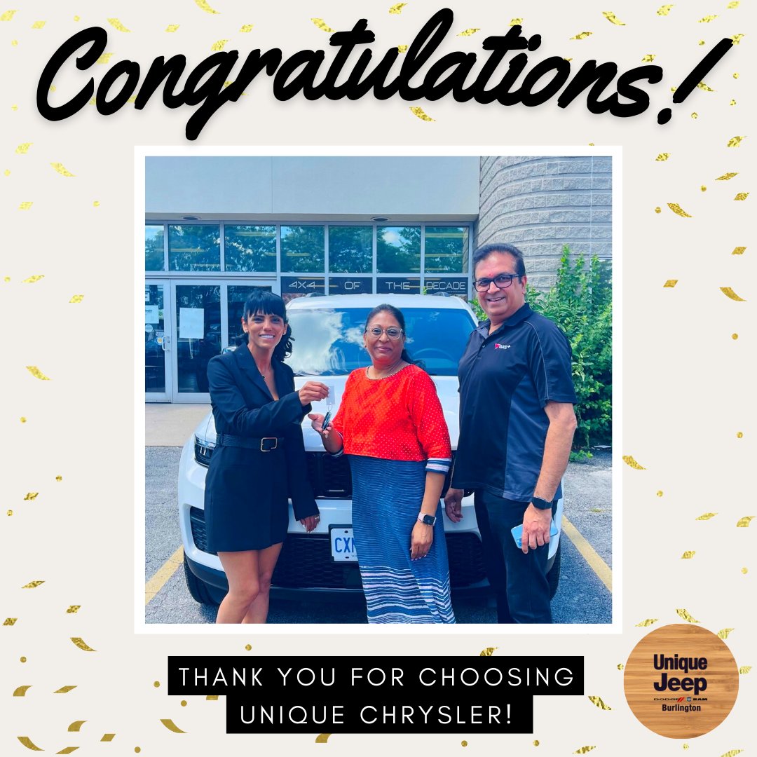 Congratulations to the Patel family on their 2022 Grand Cherokee!

Thank you for trusting Abir and the Unique Jeep team with your exciting purchase!

#jeep #wrangler #unique #cars #dealership #customer #chrysler #dodge #jeeplife #jeepgrandcherokee #4x4jeep #jeepgladiator 
