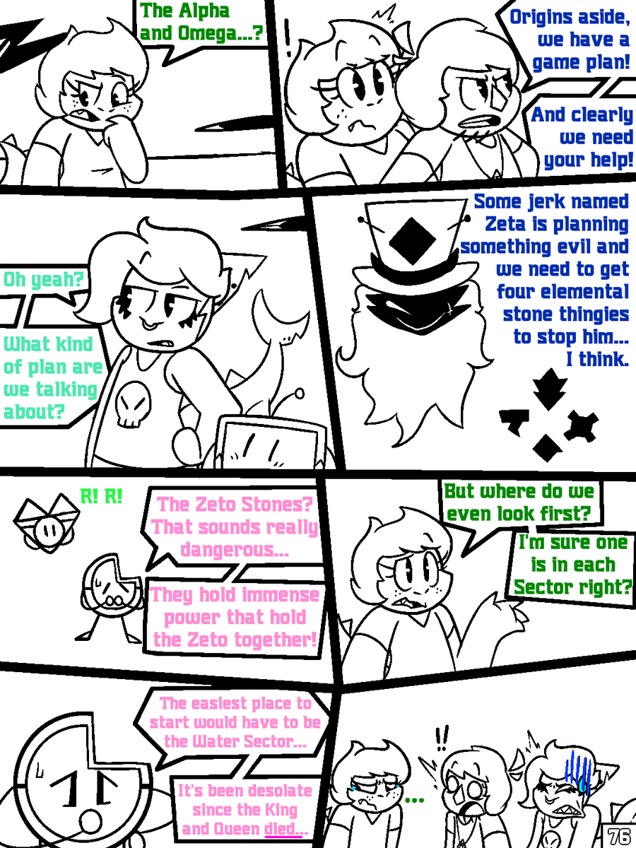 CherryBerryArts's tweet photo. ~Pages 75-78~ π·β
Things calm down a bit while Mor-H explains the origins of the Amulet and Jeff explains the game plan! The heroes venture forth to the Water Sector!
#LostinReality #webcomic https://t.co/GFliTHTird