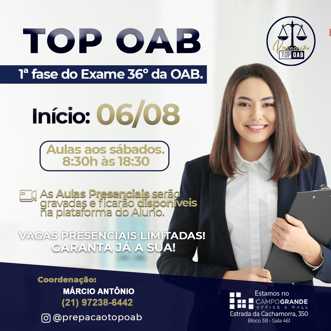 mapqs's tweet image. Vai fazer a prova 36 da OAB? Já está estudando?
Não?!
Conheça o TOP OAB, 👇🥇
- Turma Presencial VIP
- Turma Focada no Edital
- Material Impresso Gratuito
- Materiais em PDF Postados na Plataforma
- Aulas Gravadas

#oab #direito #oabxxxvi #zonaoeste #