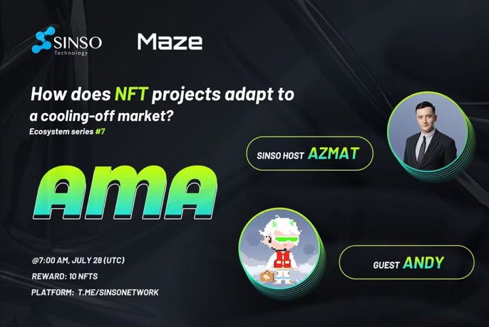 web3CRUZ's tweet photo. #SINSOEcosystem series AMA #7 to host with #Maze
🕐Time: 7:00 AM, July 28 (UTC)
📌Rules📌
1️⃣Follow @sinsonetwork & @Bytom_Official
2️⃣Like, RT, Tag 3 friends
3️⃣Max 5 questions
4️⃣Join TG Chat: https://t.co/sIX04CRg21
#10 winners Will share 10 #NFTs!
#AMA #Sinior #sinso https://t.co/5aqQKF00bV