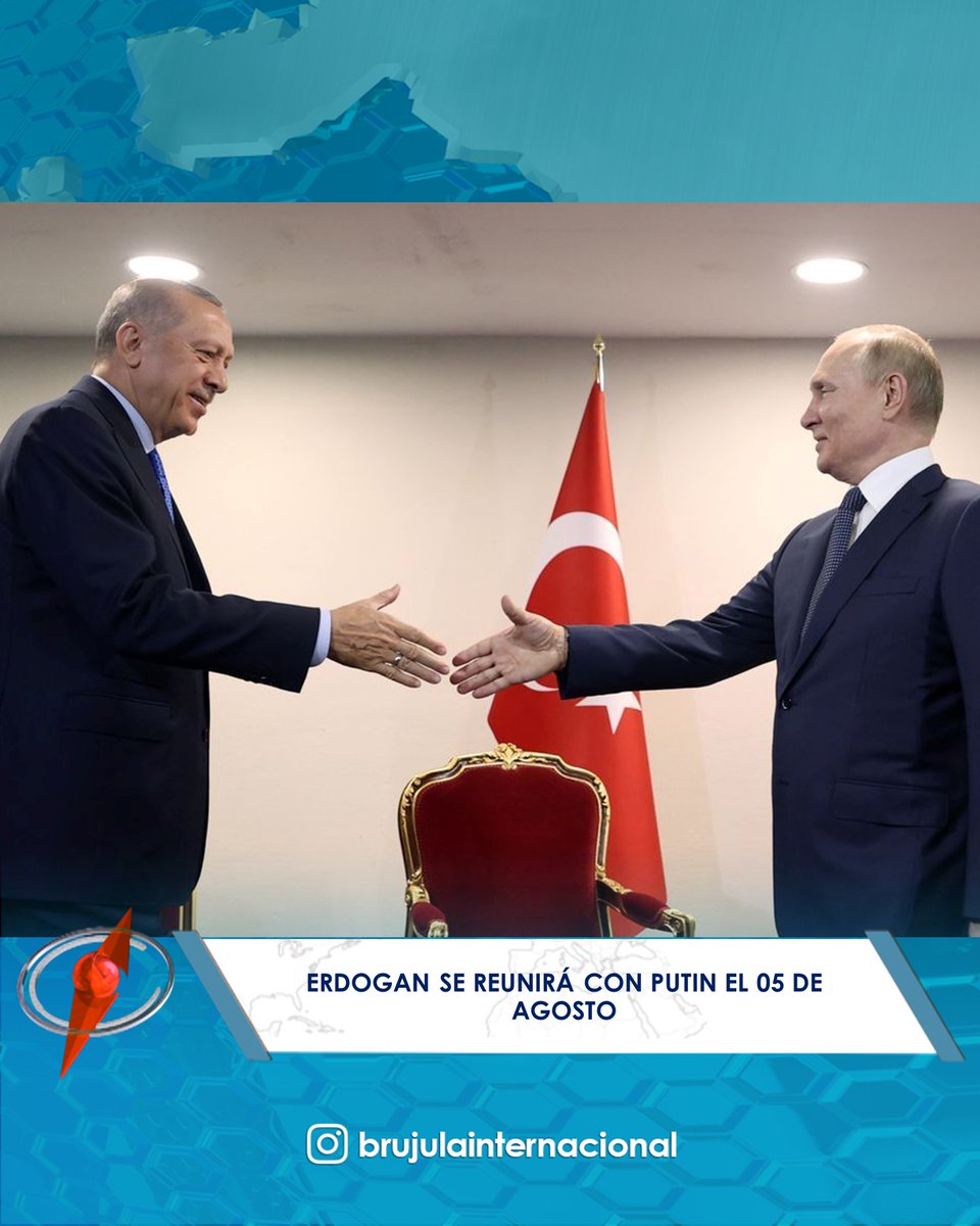 El presidente turco, Recep Tayyip Erdogan, anunció que se reunirá con su homólogo ruso, Vladimir Putin, en el balneario ruso de Sochi, en el mar Negro, el 5 de agosto.

 -
#RUSIA