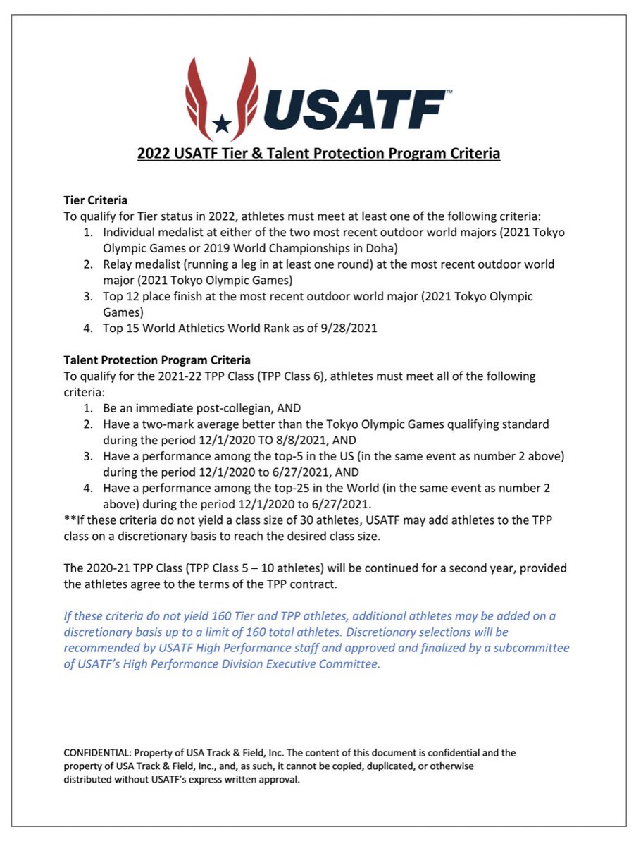 TheRealMerb's tweet photo. Good news that I missed, @usatf expanded the tier program to include the top 12 at a global championships (or top 15 world ranking + young talent). That includes health insurance + $12k + travel and more. 

In 2022, there were 158 athletes who received this benefit. https://t.co/r8Se4LHSod
