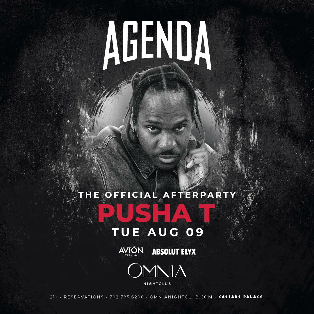 Agenda is proud to welcome @kingpush to the official Agenda After Party on August 9 <a href="/omnianightclub/">Omnia Nightclub</a>. Special thanks to sponsors <a href="/absolutelyx/">Absolut Elyx Vodka</a> and @aviontequila
