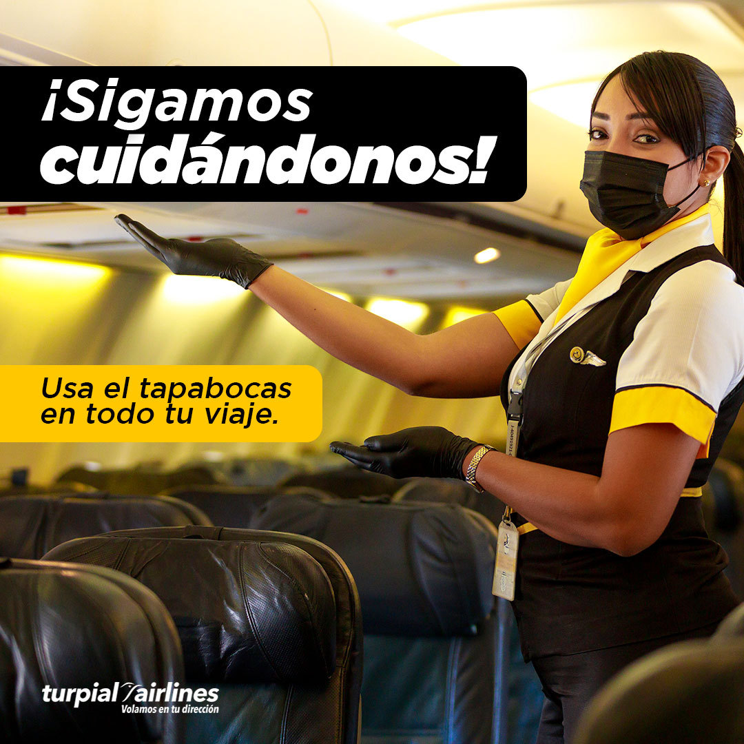 No olvides continuar usando el tapabocas⚠️😷.
El uso del tapabocas durante todas las fases del
vuelo y dentro de las instalaciones aeroportuarias
es OBLIGATORIO. Los tapabocas permitidos son 
los tipo quirúrgico o KN95 para una efectiva protección. ✅