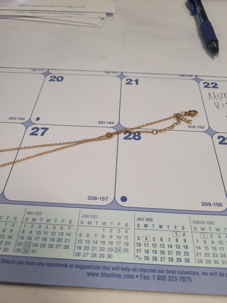Found necklace in parking lot 1 at Mesa. Will be in the Admissions office until 7.28.22 then will be at campus police.