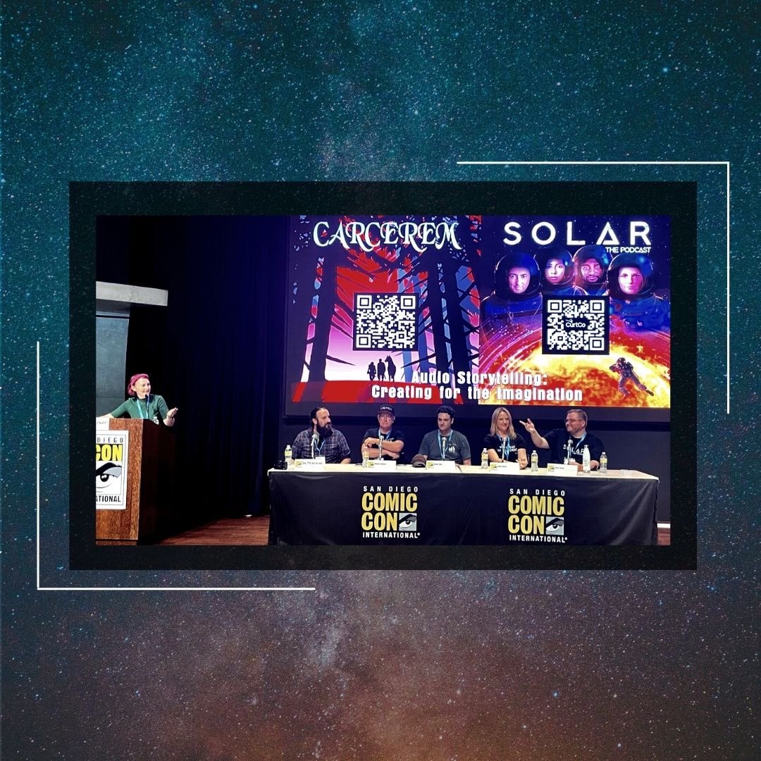 See you next year, Comic-Con!
 
It was so fun to be at <a href="/Comic_Con/">Comic-Con International</a> last week to see <a href="/TheJennyCurtis/">Jenny Curtis</a> and <a href="/mgnfcntbeast/">Chris Porter</a> on The ‘Audio Storytelling’ panel representing SOLAR along with the <a href="/CarceremS/">Carcerem The Series</a> team: <a href="/ShaneSalk/">Shane Salk</a> , @vodoctor , @timmcksound and <a href="/dana_pollak/">Dana Pollak</a> 

#audiodrama #SDCC2022