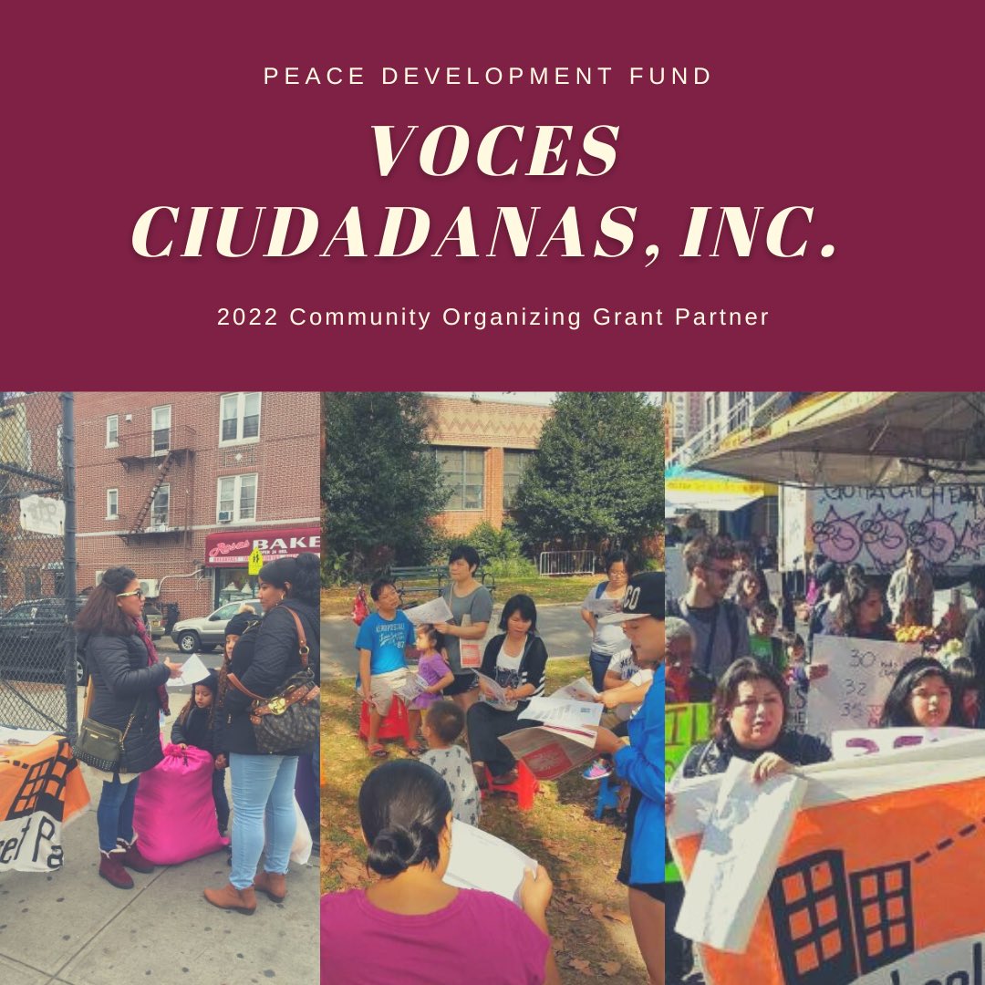 Today, we are excited to spotlight @VocesSunsetPark! Founded in 2015 in Brooklyn, NY, the mission is to amplify the voices of immigrants and marginalized people through community organizing, leadership development, and artistic expression. #PeaceDevelopmentFund