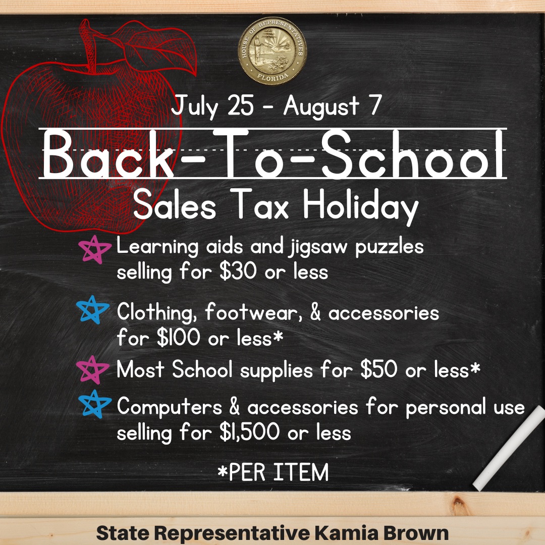 I am proud to have co-sponsored the bill for tax free shopping days for school to help families prepare for each new year.

Supporting education and educators is one of the areas I am passionate about and will continue to fight for as your District 15 State Senator.