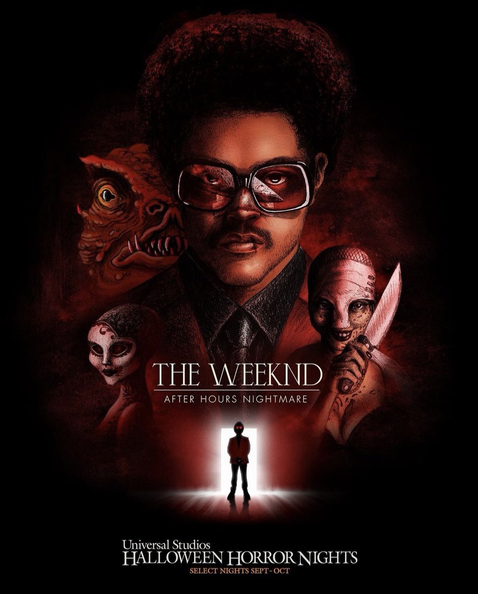 TuckBeck's tweet photo. The Weeknd Is Officially Coming To Halloween Horror Nights. Get Ready For An After Hours Nightmare. ๐ค
.
#AfterHoursNightmare #Halloween
#HalloweenHorrorNights #HHN31
#UOAP #UniversalStudiosBlogger
#UniversalStudios #TheWeeknd ๐ฉธ https://t.co/VbAuYDKKba