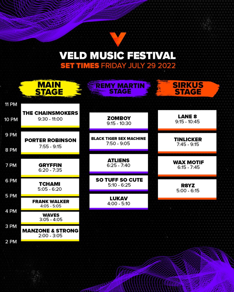 2022 Veld Music Festival schedule