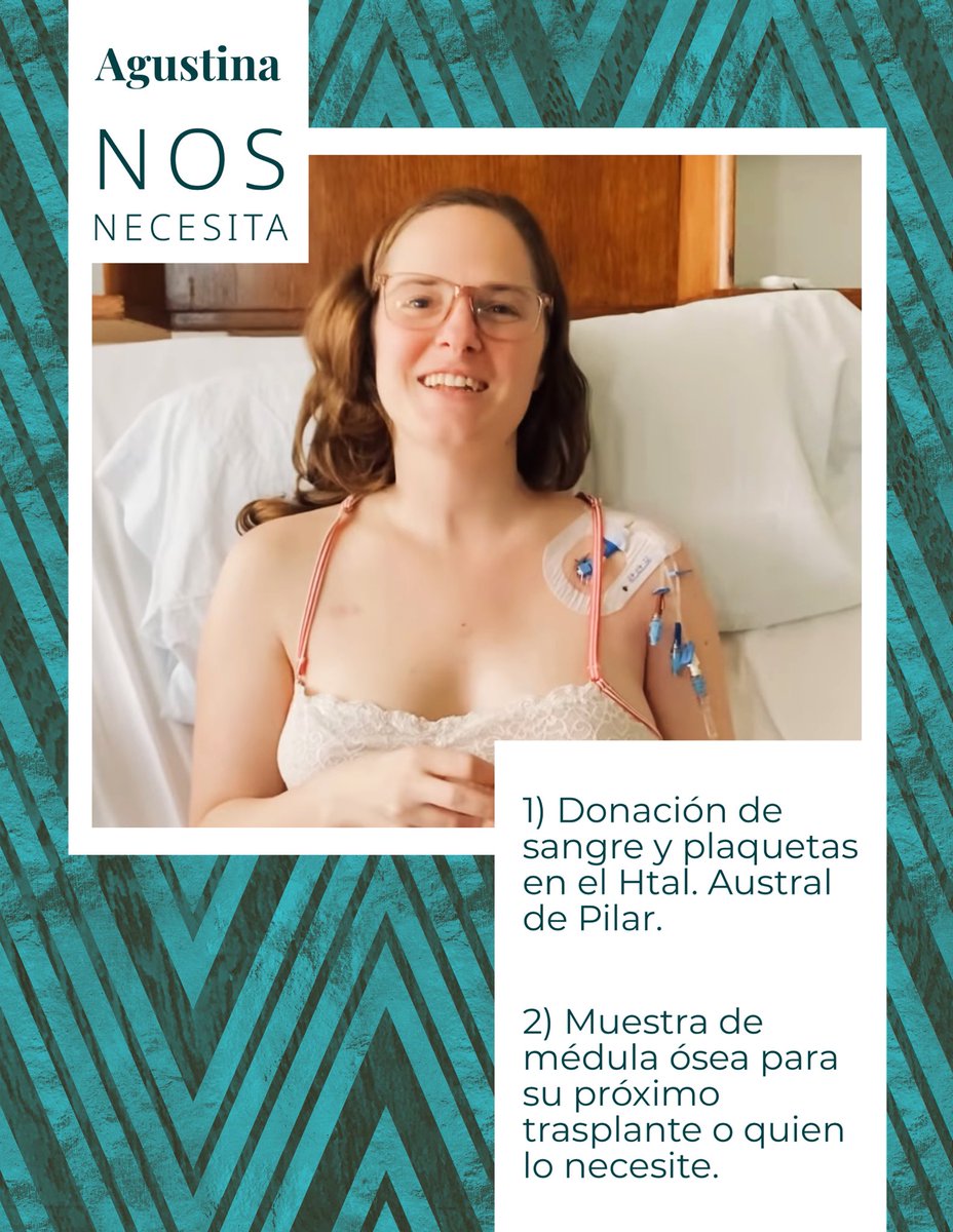 Agustina nos necesita.

Tiene que hacerse si o si un transplante de medula ósea, además de transfusión sangre y plaquetas. 

No pido que donen si no les cabe, pero me ayudan a difundirlo? 

Siempre alguien puede.

💫❤️💕